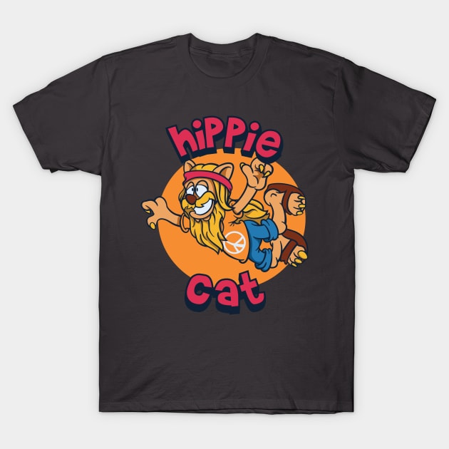 Peaceful hippie cat T-Shirt by Pixeldsigns